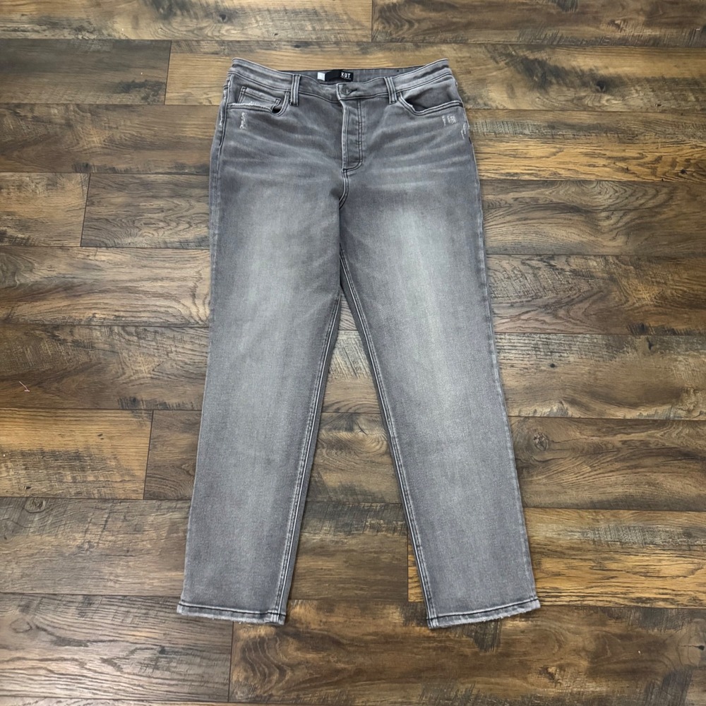 KUT From The Kloth Naomi High Rise Girlfriend Straight Leg Jeans Gray Womens 16L